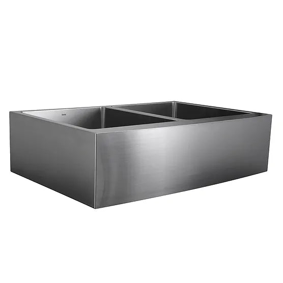 Nantucket Sink Pro Series Apron332210-DBL-SR , 33 Inch Double Bowl Farmhouse Apron Front Stainless Steel Kitchen Sink