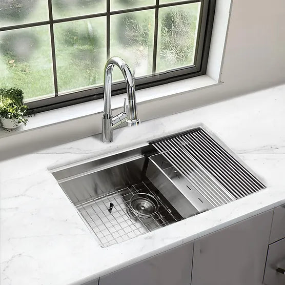 Nantucket Sink Prep Station SR-PS-3220-16 , 32 Inch Professional Prep Station Small Radius Undermount Stainless Kitchen Sink with Accessories