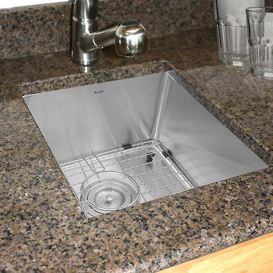 Nantucket Sink Pro Series SR1815 , 15 Inch Pro Series Rectangle Undermount Small Radius Stainless Steel Bar/Prep Sink