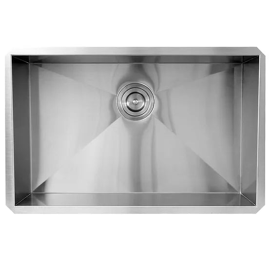 Nantucket Sink Pro Series ZR2818-8-16 , 28 Inch Pro Series Large Rectangle Single Bowl Undermount Zero Radius Stainless Steel Kitchen Sink, 8 Inch Deep