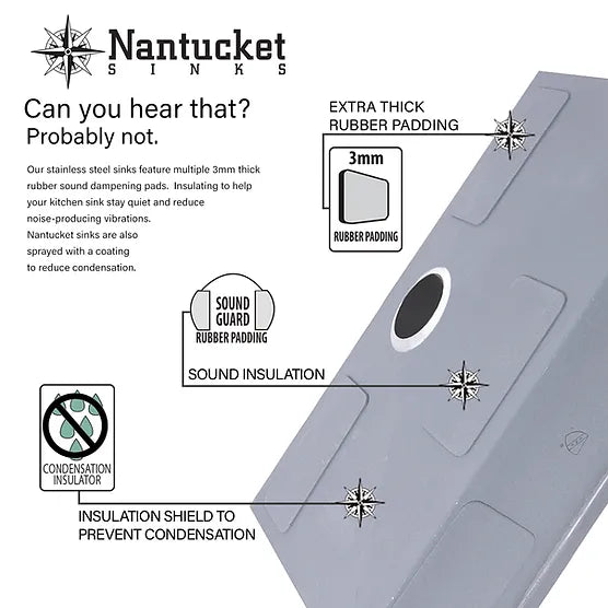 Nantucket Sink Pro Series EZApron33-5.5 , 33 Inch Patented Design Pro Series Single Bowl Undermount Stainless Steel Kitchen Sink