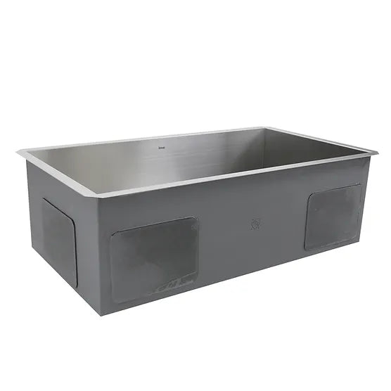 Nantucket Sink Pro Series ZR3218-OSD , 32 Inch Pro Series Large Rectangle Single Bowl Undermount Small Radius Stainless Steel Kitchen Sink, Offset Drain