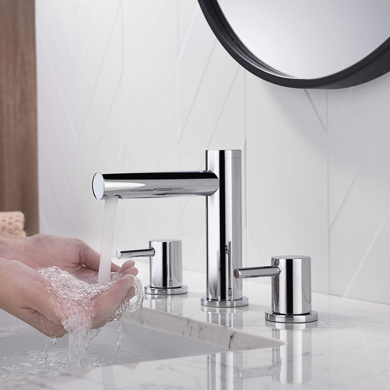 KIBI Circular 8″ Bathroom Sink Widespread Faucet with Drain Assembly – KBF1025