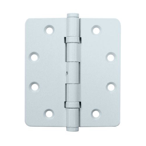 Deltana DSB4540NBW, Wide Throw 4-1/2" x 4" - 1/4" Radius, White, Solid Brass Hinges