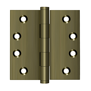 Deltana DSB4N, DSB4R5N 4" x 4" Non-Removable Pin Solid Brass Hinges (Sold as Pair)