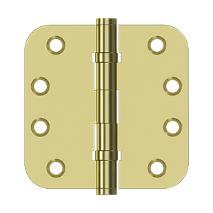 Deltana DSB4R5, DSB4R5B, 4" x 4" - 5/8" Radius Corner Solid Brass Hinges (Plain/Ball Bearing) (Sold as Pair)