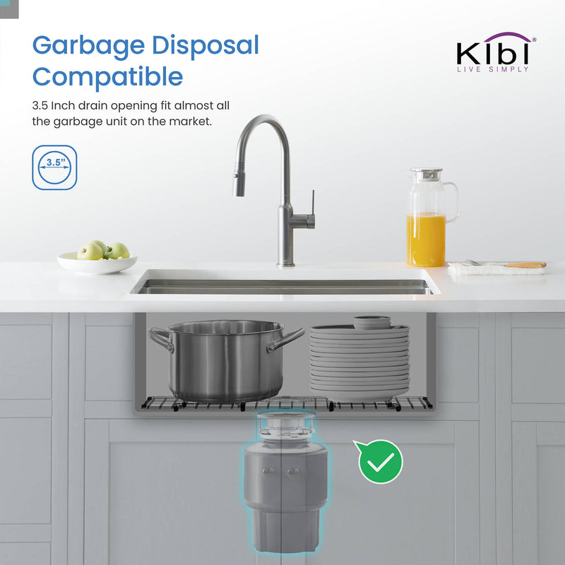 KIBI 16″ Undermount Single Bowl Stainless Steel Kitchen Sink  K1-S16