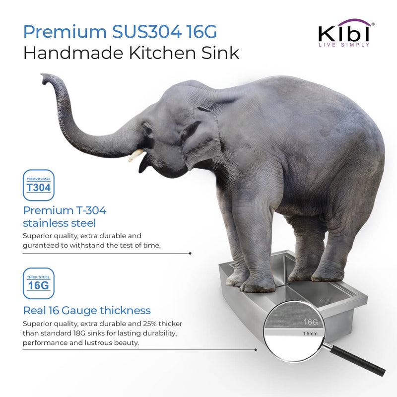 KIBI 30″ Undermount Single Bowl Stainless Steel Kitchen Sink Work Station K1-SF30T