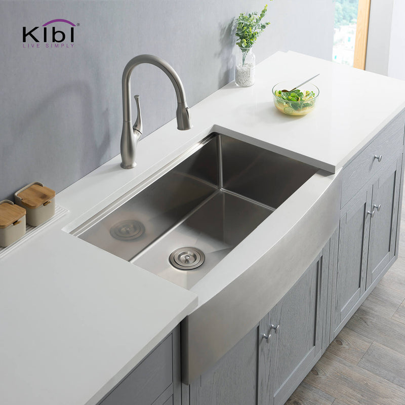 KIBI 36″ Undermount Single Bowl Stainless Steel Kitchen Sink Work Station K1-SF36T