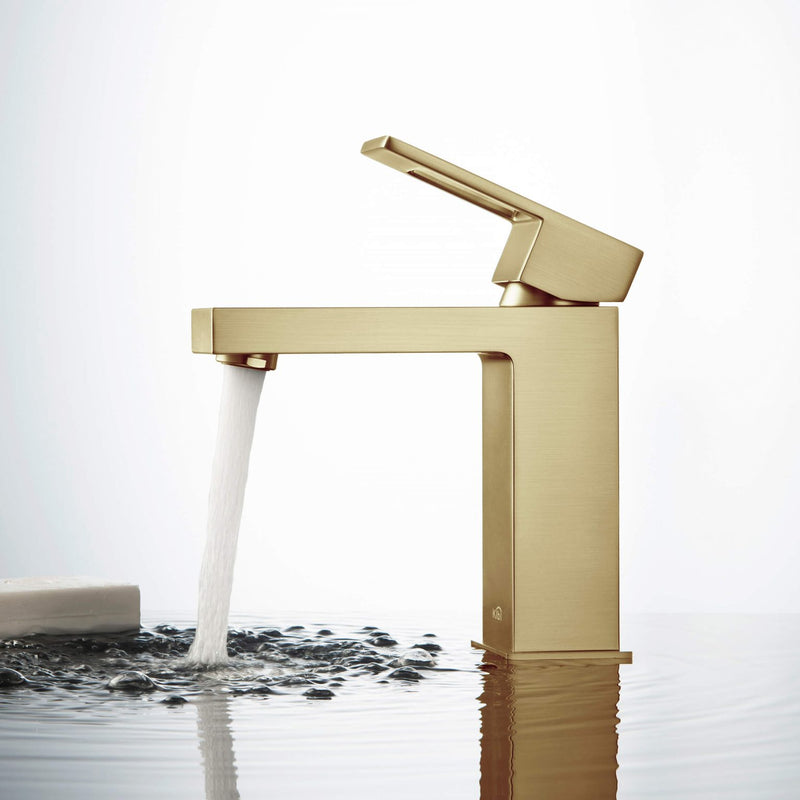 KIBI Cubic Brass Single Handle Bathroom Vanity Sink Faucet, Lavatory Sink Faucet – KBF1002