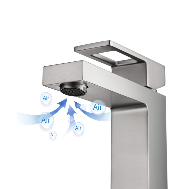 KIBI Cubic Brass Single Handle Bathroom Vanity Sink Faucet, Lavatory Sink Faucet – KBF1002