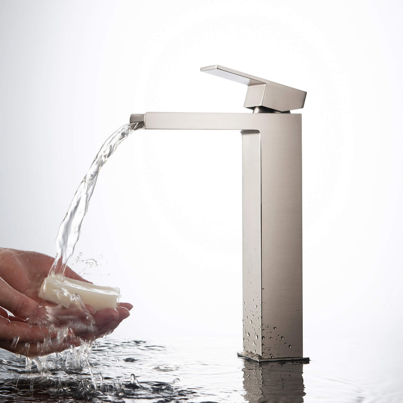 KIBI Waterfall Brass Single Handle Bathroom Vessel Sink Faucet – KBF1005