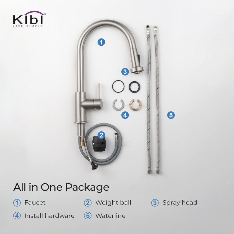 KIBI Casa Single Handle High Arc Pull Down Kitchen Faucet – KKF2002