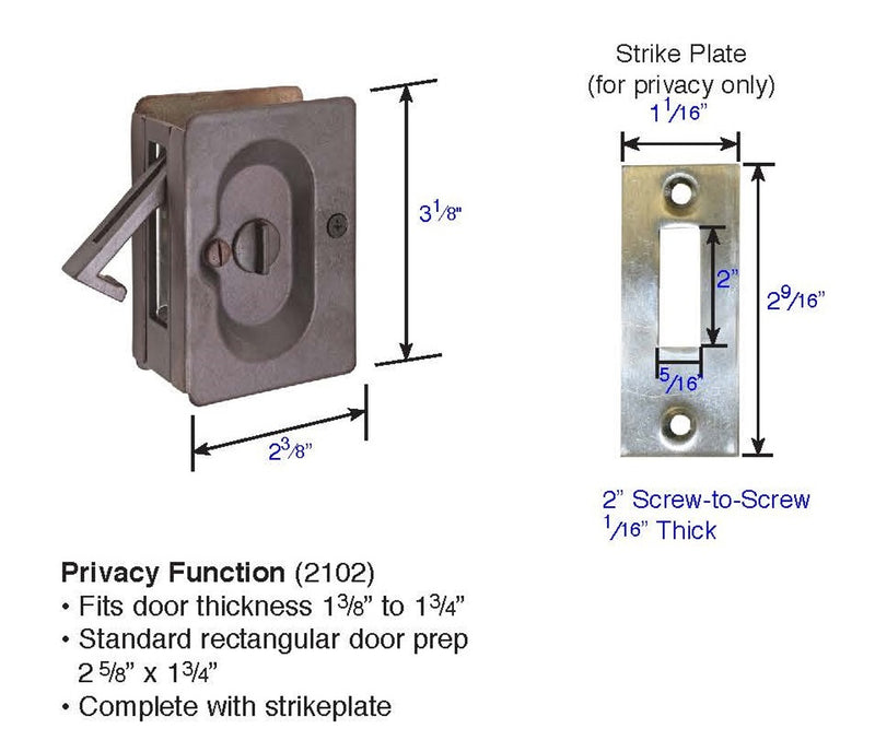 Emtek Standard Pocket Door Lock