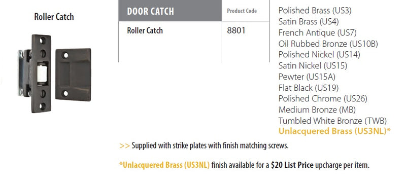 Emtek Roller Catch Door Accessories