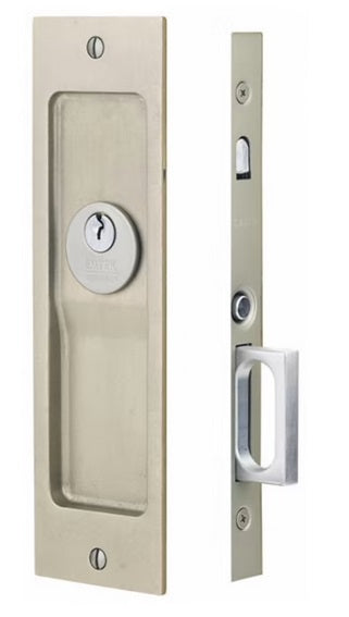 Emtek Sandcast Bronze Rustic Modern Rectangular Pocket Door Mortise Lock