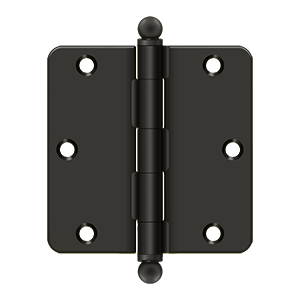 Deltana S35R4-BT, 3-1/2" x 3-1/2" - 1/4" Radius RC / Residential / Ball Tips Steel Hinges (Sold as Pair)