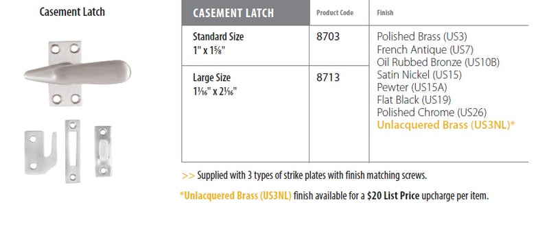 Emtek Casement Latch Door Accessories