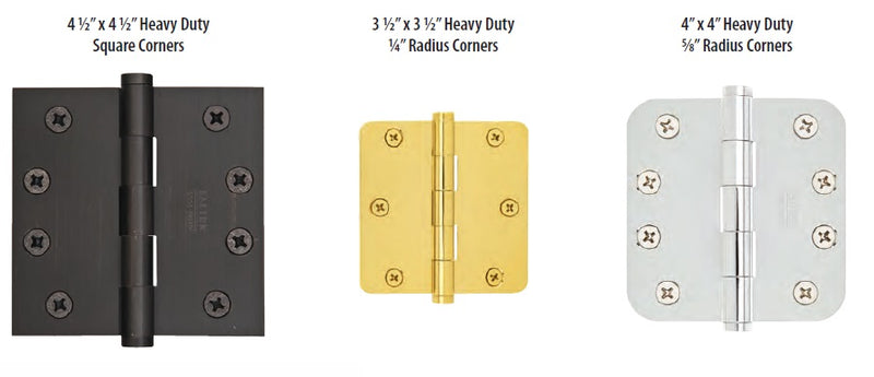 Emtek Heavy Duty, Plain Bearing Solid Brass Hinges  (Sold in Pair)