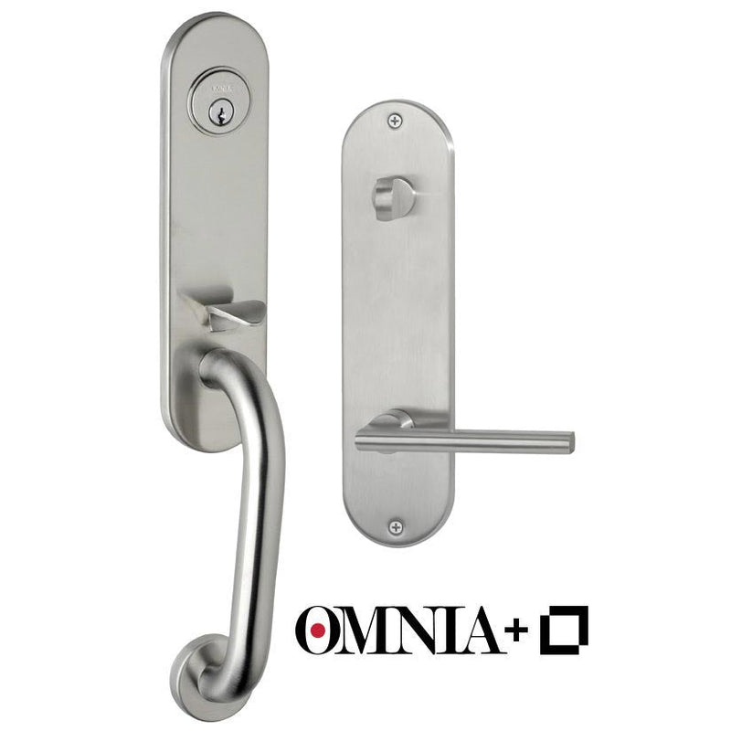 Omnia Metro Modern Stainless Steel Keyless Tubular Deadbolt Entrance Handleset Lockset powered by Level