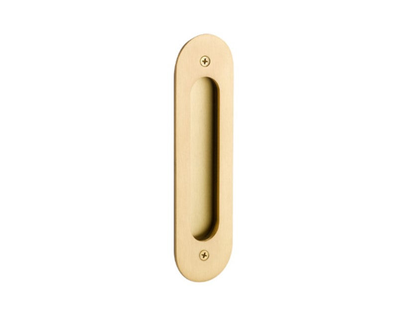 Emtek Narrow Oval Brass Flush Pull With Surface Screws Door Accessories