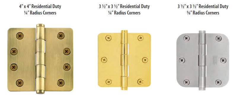 Emtek Residential Duty, Plain Bearing Solid Brass Hinges  (Sold in Pair)