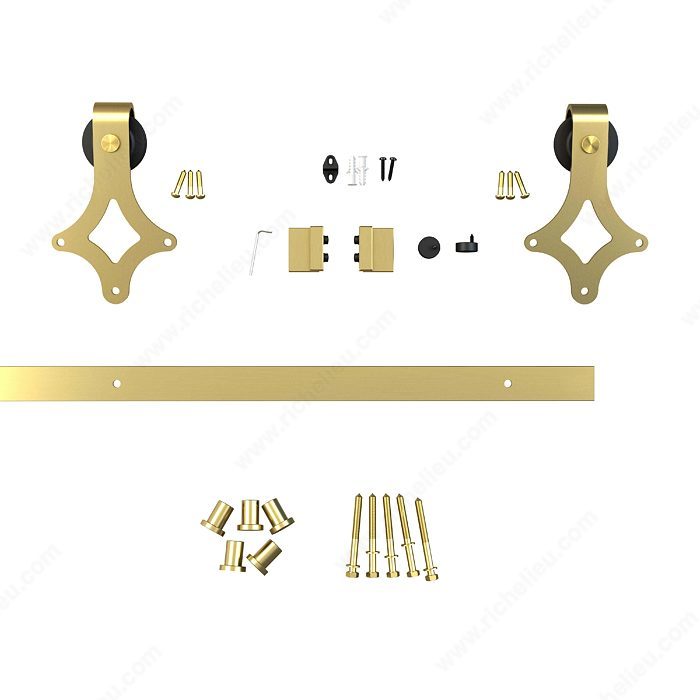 Barn Door Diamond Brass Decorative Sliding Hardware Kit