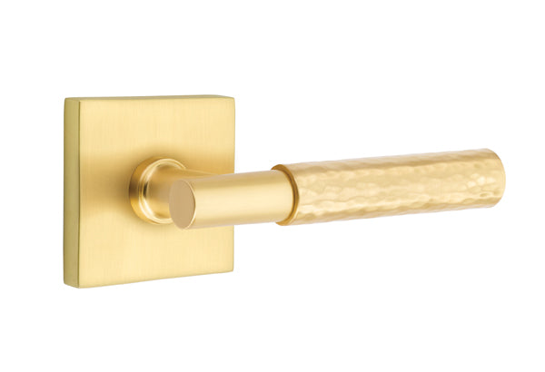 Emtek Hammered Lever w/T-Bar & Square Rose from the SELECT Brass Collection with the CF Mechanism