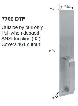 Cal-Royal 7700NL Night Latch Pull Trim for 7700 Series Brushed Stainless