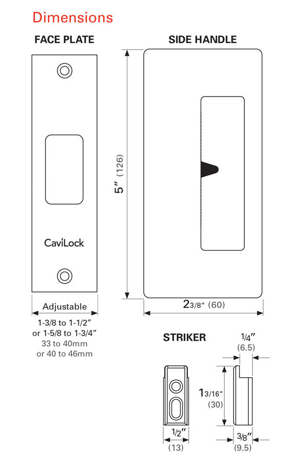 CavitySliders Cavilock CL200 Privacy Pocket Door Pull Set