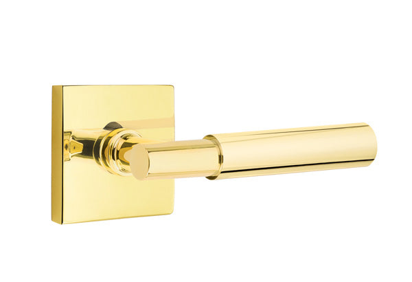 Emtek Myles Lever w/Square Rose from the SELECT Brass Collection with the CF Mechanism