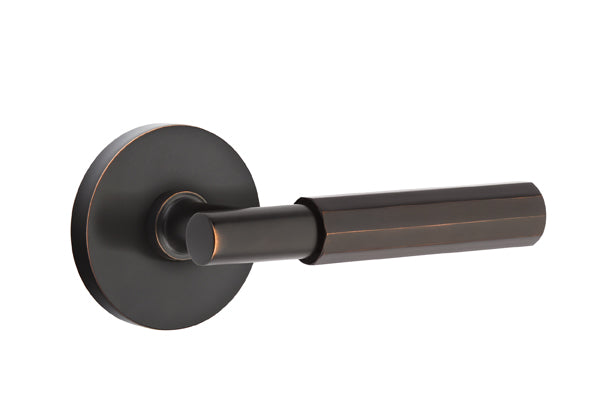 Emtek Faceted Lever w/T-Bar & Disk Rose from the SELECT Brass Collection with the CF Mechanism