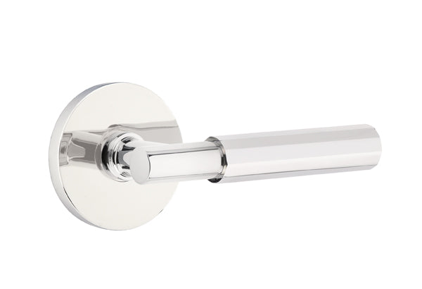 Emtek Faceted Lever w/T-Bar & Disk Rose from the SELECT Brass Collection with the CF Mechanism