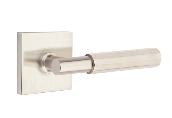 Emtek Faceted Lever w/T-Bar & Square Rose from the SELECT Brass Collection with the CF Mechanism