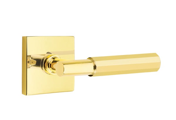 Emtek Faceted Lever w/T-Bar & Square Rose from the SELECT Brass Collection with the CF Mechanism