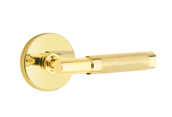 Emtek Knurled Lever w/T-Bar & Disk Rose from the SELECT Brass Collection with the CF Mechanism