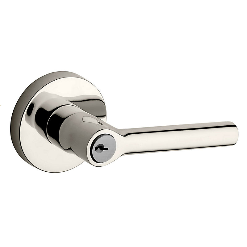 Baldwin Reserve Tube Lever and Contemporary Round Rose with Adjustable Latch and Dual Strike