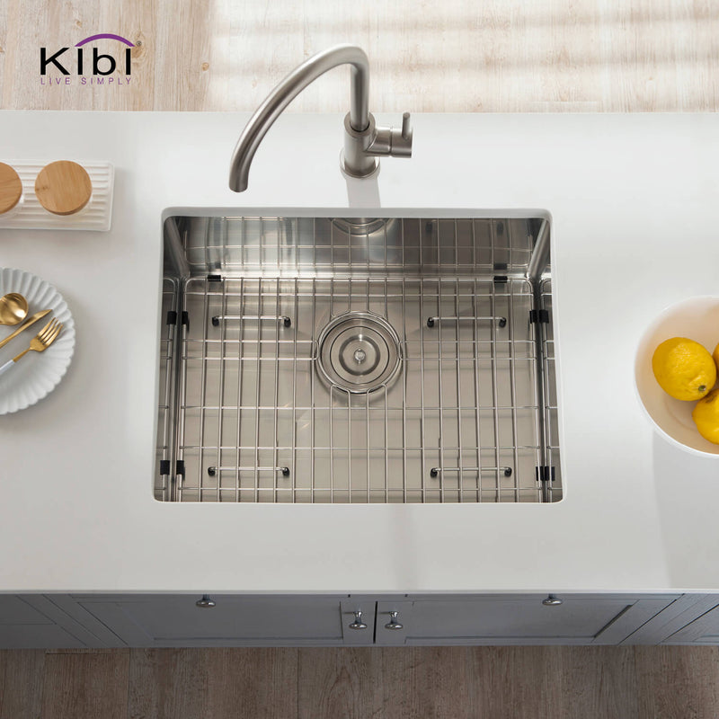 Kibi 23″ Handcrafted Undermount Single Bowl 16 gauge Stainless Steel Kitchen Sink