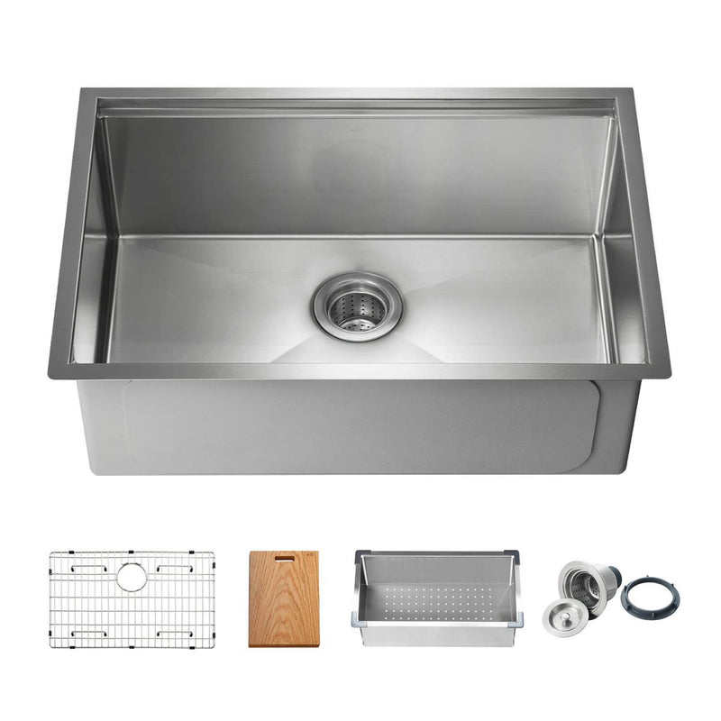 KIBI 28″ Undermount Single Bowl Stainless Steel 16 Gauge Workstation Kitchen Sink