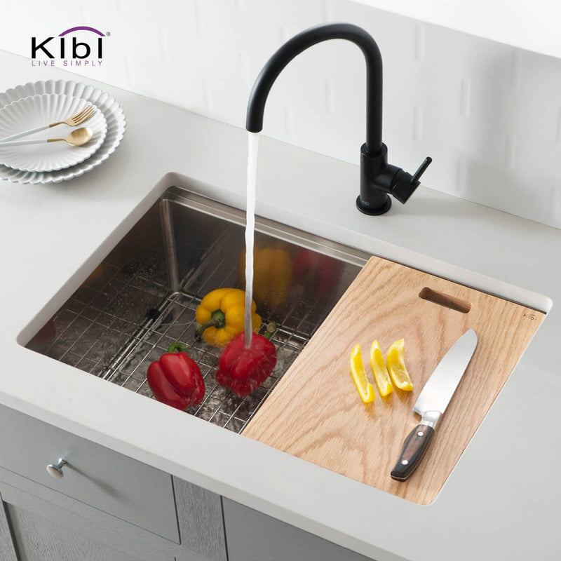 KIBI 28″ Undermount Single Bowl Stainless Steel 16 Gauge Workstation Kitchen Sink