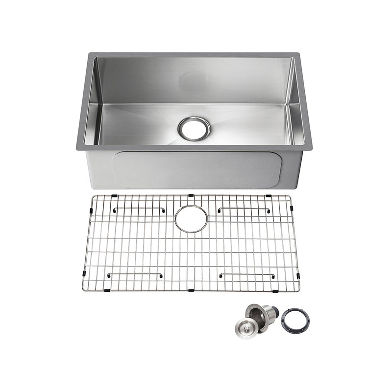 Kibi 28″ Handcrafted Undermount Single Bowl 16 gauge Stainless Steel Kitchen Sink