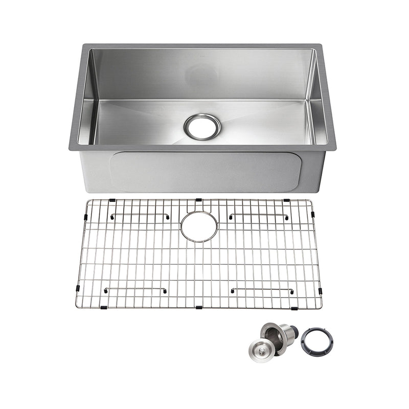 Kibi 30″ Handcrafted Undermount Single Bowl 16 gauge Stainless Steel Kitchen Sink