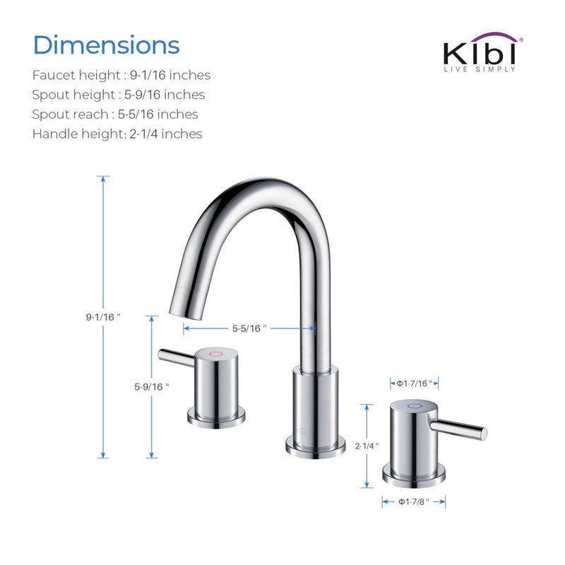 Kibi Circular 8″ Widespread Bathroom Sink Faucet with Pop-up