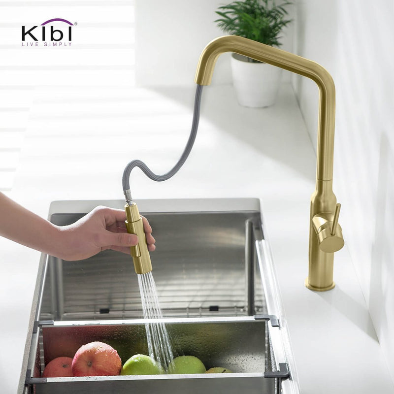 KIBI Macon Single Handle High Arc Pull Down Kitchen Faucet