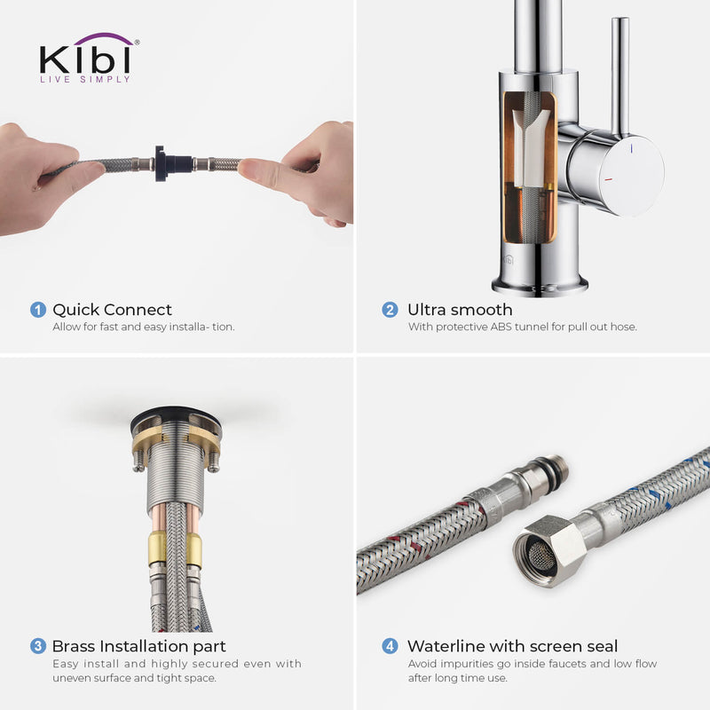 Kibi KKF2011 Luxe Single Handle High Arc Pull Down Kitchen Faucet