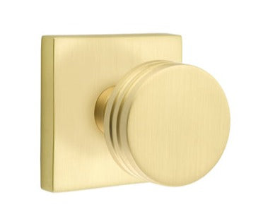 EMTEK Bern Knob w/Square Rosette from the Modern Brass Collection with the CF Mechanism