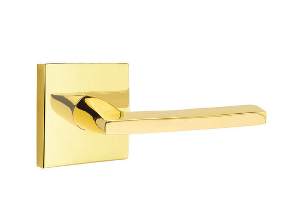 Emtek Helios Lever w/Square Rosette from the Modern Brass Collection with the CF Mechanism