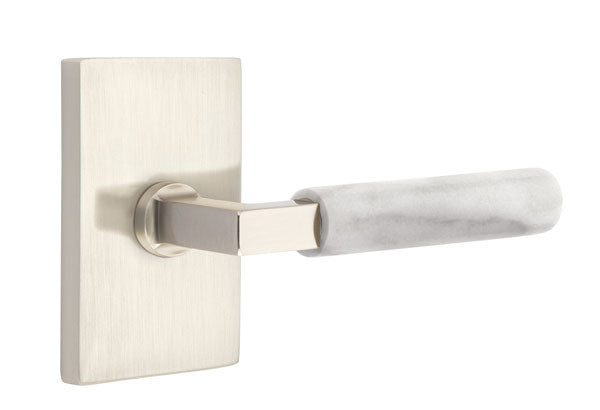 Emtek Marble Lever w/L-Square from the SELECT Brass Collection with the CF Mechanism