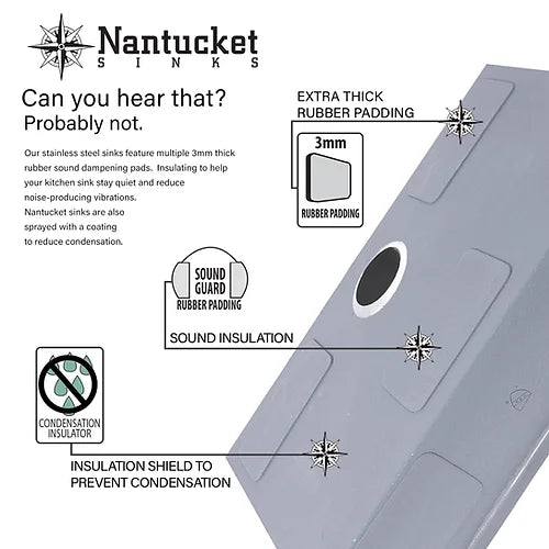 Nantucket Sinks SR2522-16 25 Inch Pro Series Small Rectangle Single Bowl Self Rimming Small Radius Stainless Steel Drop In Kitchen Sink (Single Hole)