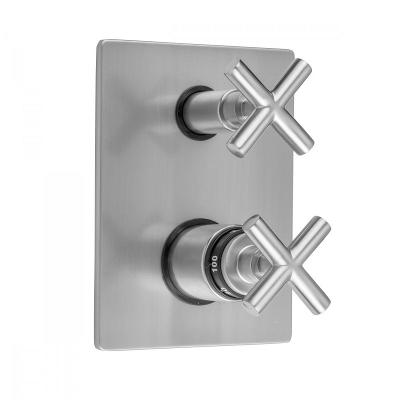Jaclo T7562 Rectangle Plate with Slim Cross Thermostatic Valve with Slim Cross Built-in 2-Way Or 3-Way Diverter/Volume Controls